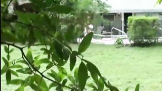 Blonde gets spied on while sunbathing and is eager to get fucked by him