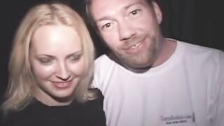 Public theater very risky gangbang on a tight blonde slut