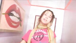 sexy brunette strip her pussy