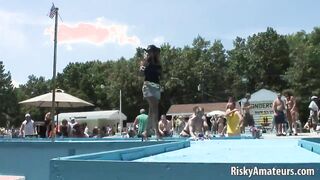 Super sexy amateur girls with big breasts enjoy getting down and dirty outdoors