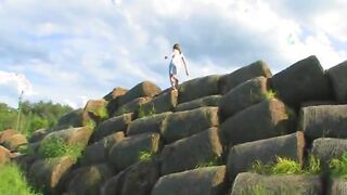 vibrating and fingering outdoor pussy