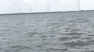 Big breasted amateur girl loves showing off her sexy body on the boat