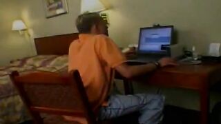 Submissive guy lays on his back and gets penetrated by a hot femdom