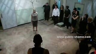 Blonde slave is tied up and has her body covered in water just before being brutally fucked