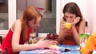 sweet brunette pissing on toilet