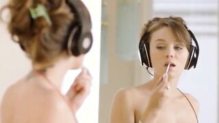 horny tight blonde before camera