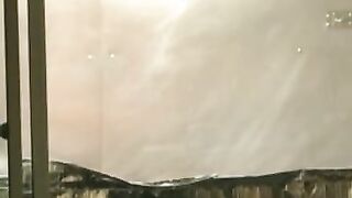 Asian serving food gets sex toy on her pussy