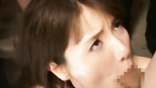 Masked guys share their hard ons with asian sluts mouth