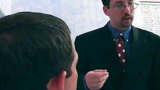 Horny babysitter sucking and riding two big hard cocks at the same time