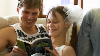 busty brunette riding on penis