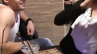 Babe flashing in a crowded restaurant