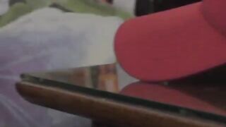 Big-titted mature woman stuffs cock in mouth and beaver