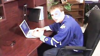 Aroused blonde bitch takes in two throbbing cocks