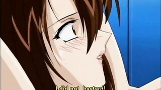 Tied up anime brunette gets fingered wetpussy and fucked by some brats