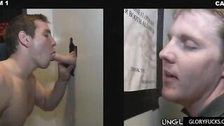 Hot guy at porn store gets cock sucked 