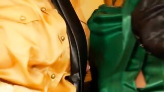 Clothed sluts like to get covered in pee much to their delight