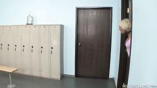 Blonde Angel Couture gives head & pounds hard cock