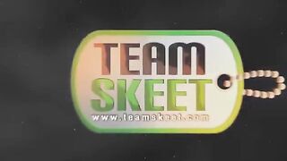 Redhead chick crams unit in mouth