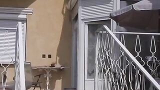 Kinky chick hammered meaty cock outside