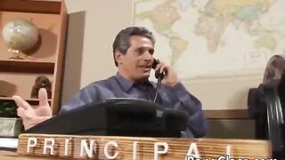 Adorable Brunette Teen Sucks Dick And Nails Cock