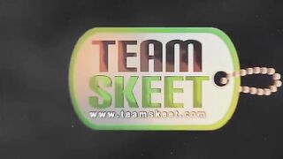 Brunette teenager sticks thing in throat