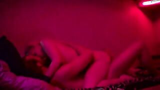 Tight ass blonde bitch rides cock in a redlight area