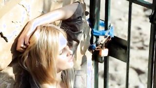 Incredible blond in shoes fingering