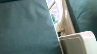 Pretty brunette babe from a public train convinced to rides on cock