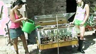 Lesbian love in the garden