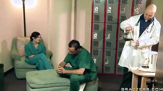 Beautiful Babe Doctor Cums Over Nurse's Huge Pole