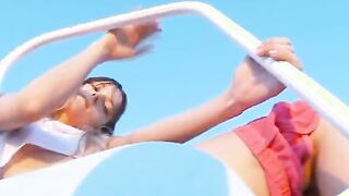 thinny girl alone on the terrace