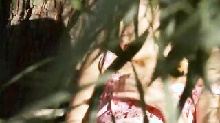 stunning thin girl fingering in a wild