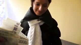 Petite European girl picked up and fucked hard for money