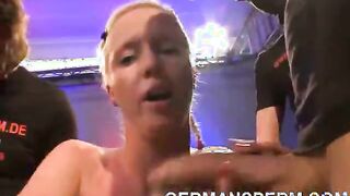 Interracial gangbang orgy