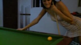 Killer lezzs in shoes on billiards