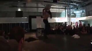 Blonde pantyhose stripper