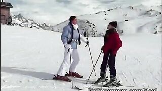 Outdoor facesitting in snow