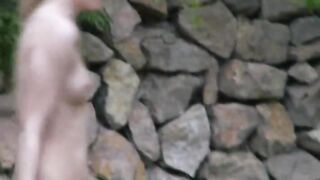 Russian teens watersports in the garden