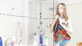 Ultra skinny teenager in the shower