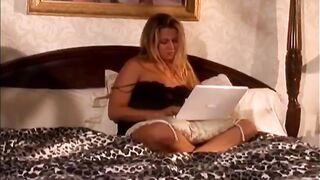 Chick jams cock down mouth and cunt