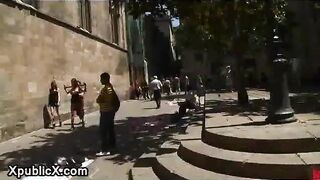 Two babes walked and fucked on the streets