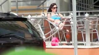 Glamour brunette sweetie roughly fucked by a lucky stranger