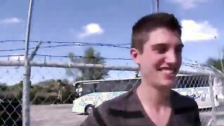 Horny amateur gay twink gets cock