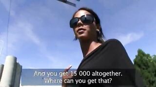 Slutty Czech girl gets paid fucked and cumshot outdoor