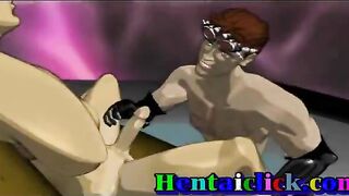 Muscular hentai blowed and slammed