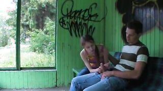 Our first grass sex on the bus station