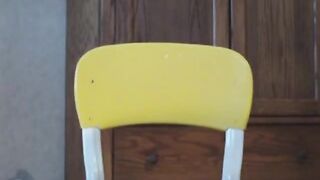 Girl Masturbate On Yellow Chair