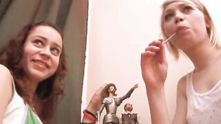 Two russian chicks playing with vaginas