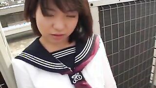 Cute babe Rino Sayaka bathroom blowjob!