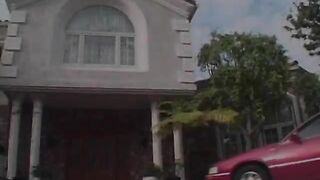 Blonde slut sucks and hammers erect shaft